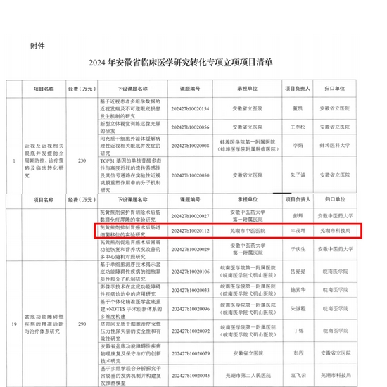 【喜報】我院一項目喜獲安徽省科技廳2024年安徽省臨床醫(yī)學研究轉化專項立項(圖2)