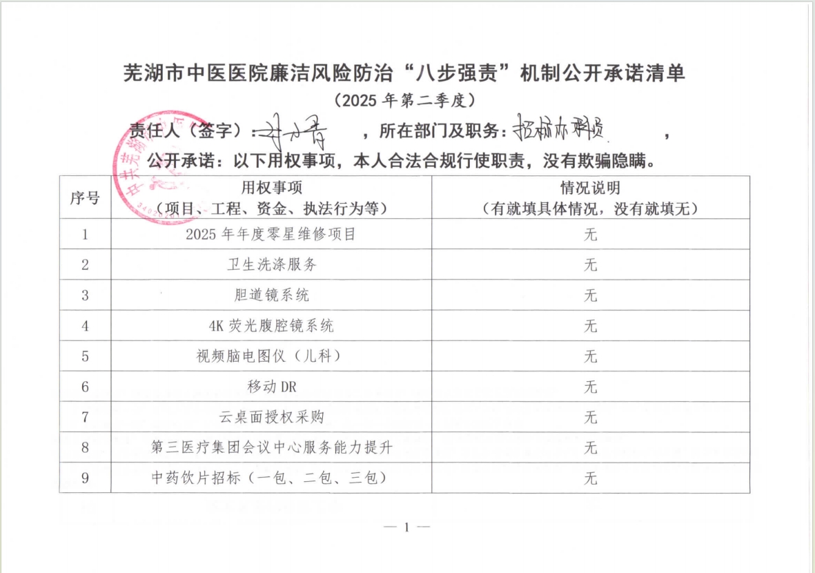 蕪湖市中醫(yī)醫(yī)院廉潔風(fēng)險防治“八步強(qiáng)責(zé)”機(jī)制公開承諾清單（具體經(jīng)辦人員）(圖16)