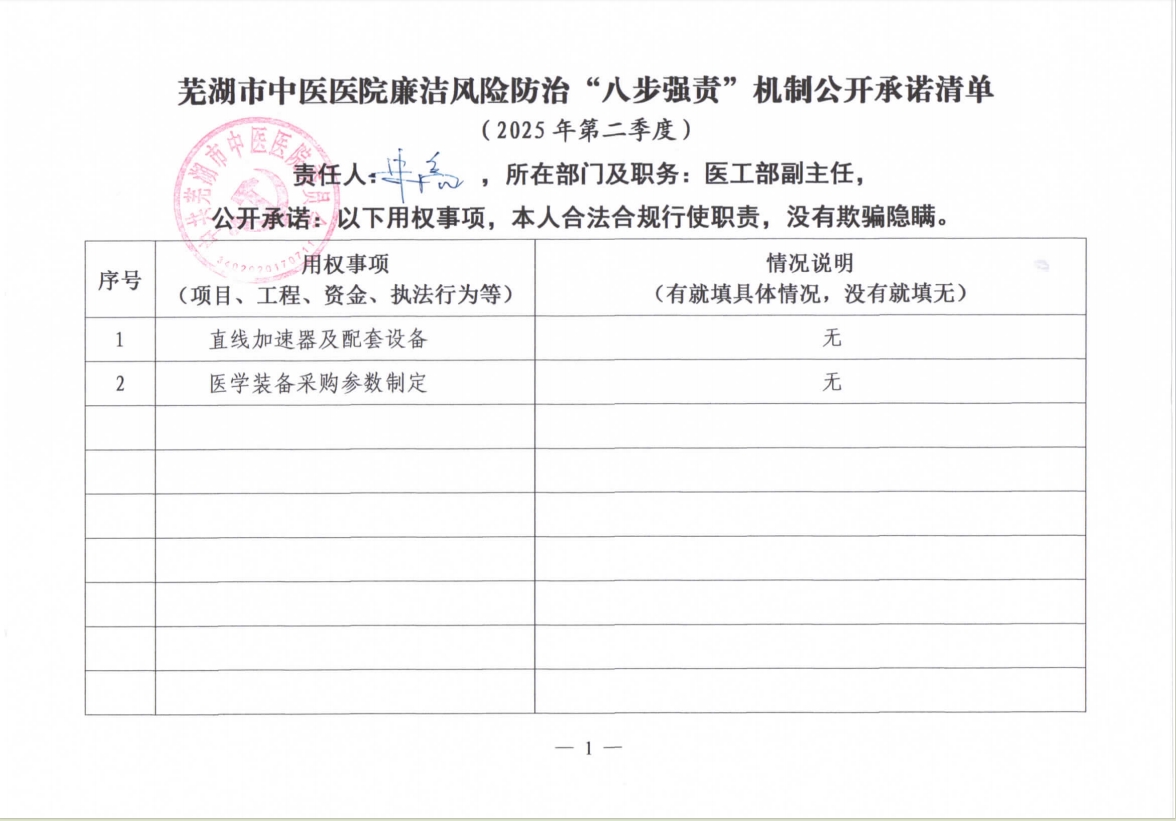 蕪湖市中醫(yī)醫(yī)院廉潔風(fēng)險防治“八步強(qiáng)責(zé)”機(jī)制公開承諾清單（具體經(jīng)辦人員）(圖5)